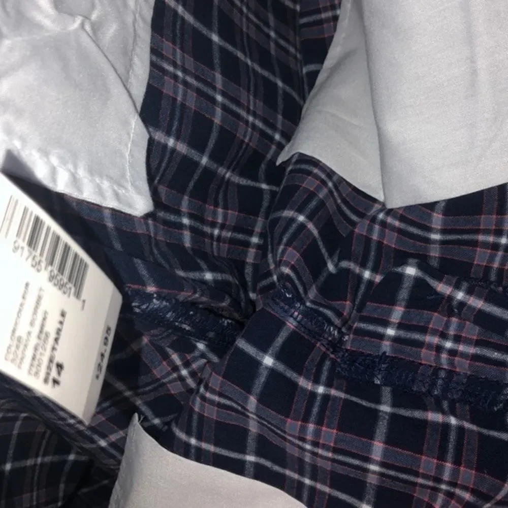 Children’s Place boy size 14 plaid blue Bermuda shirts
